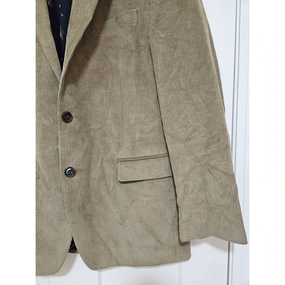 Lauren Ralph Lauren Corduroy Sport Coat Blazer Mens 40R Tan Cotton Bird Lining